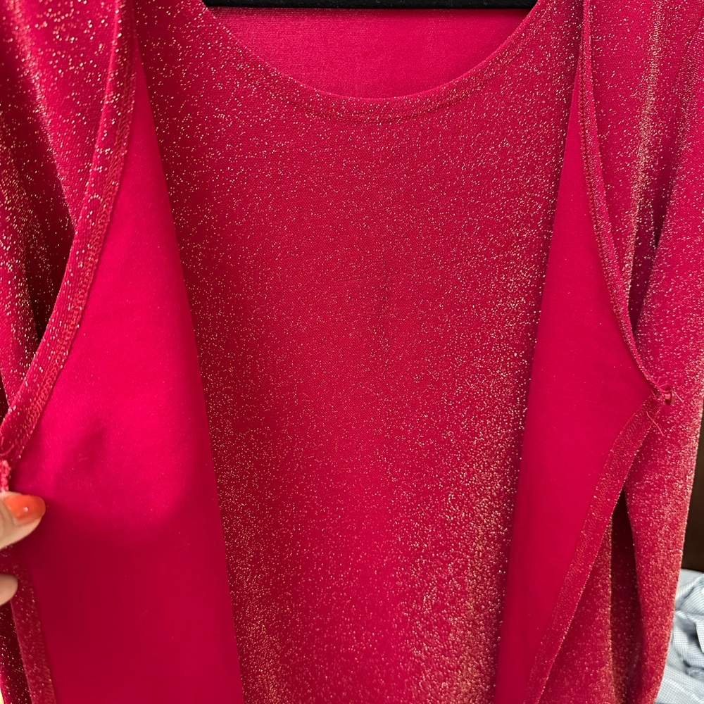 Karen Scott Glittering Red Cardigan - Picture 4 of 6